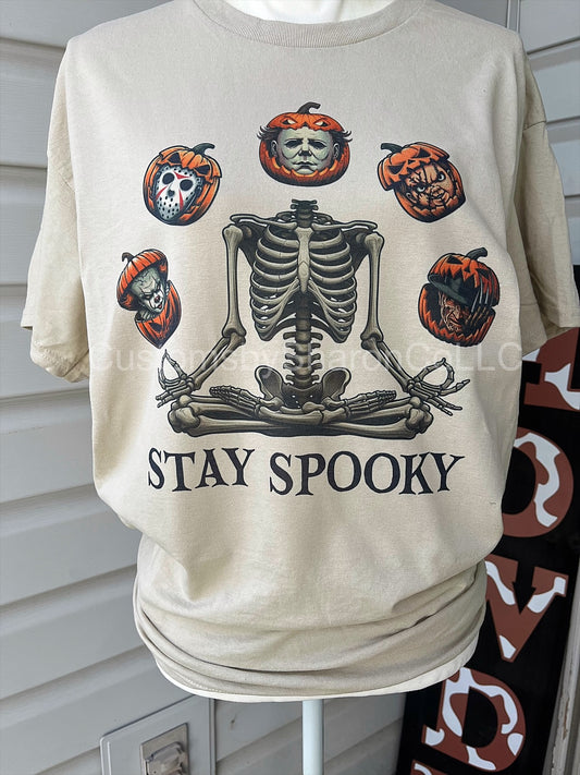 Stay spooky horror characters tee