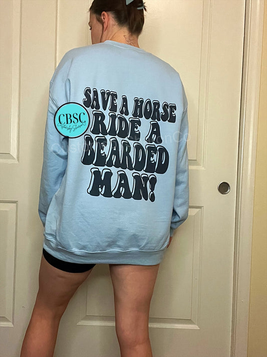 Ride a bearded man 2.0 crewneck or tee