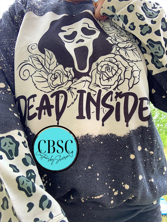 Dead Inside with matching patches bleached sweatshirt