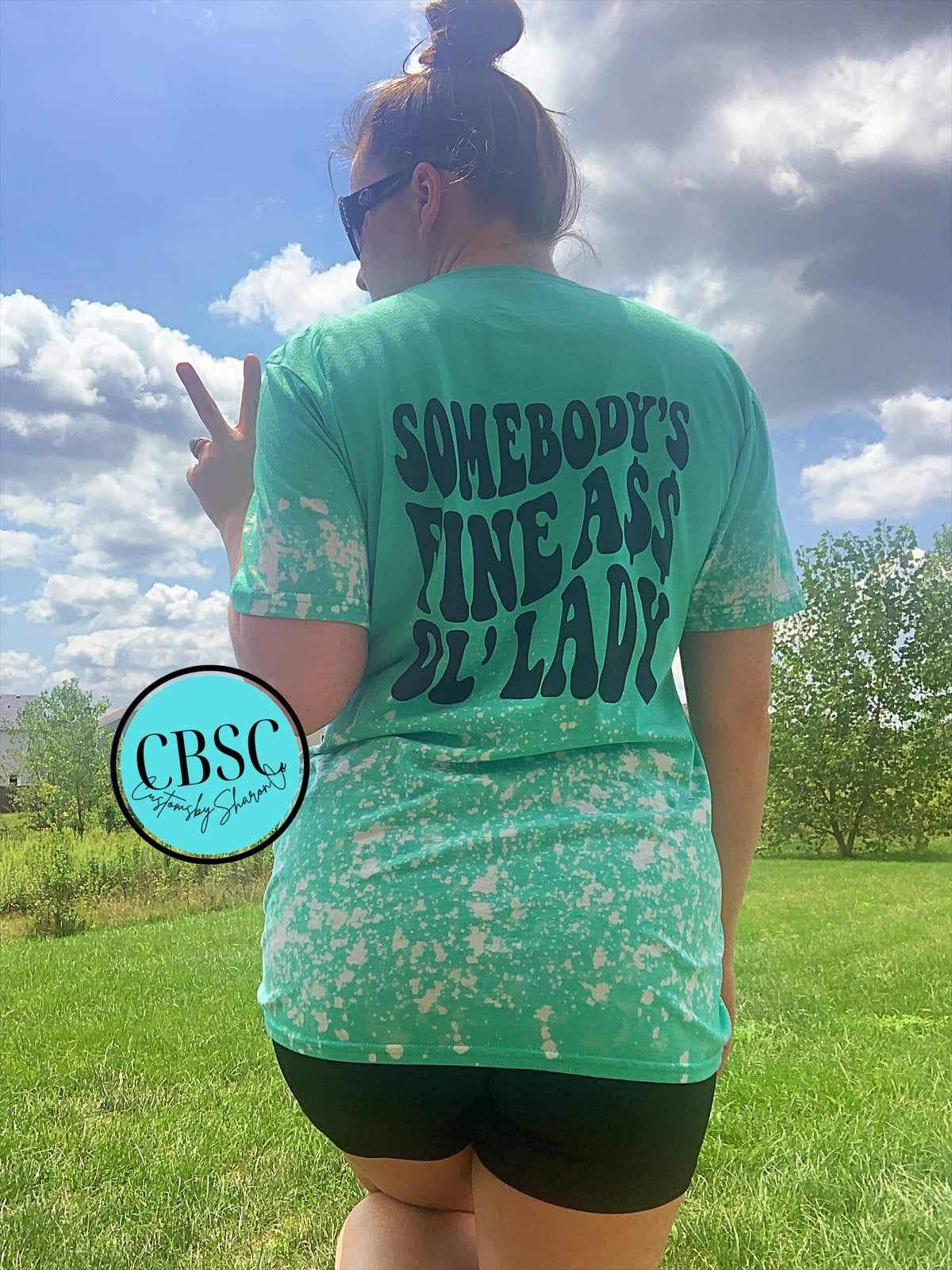 Somebody’s fine a$$ ol’ lady ombre bleached tee