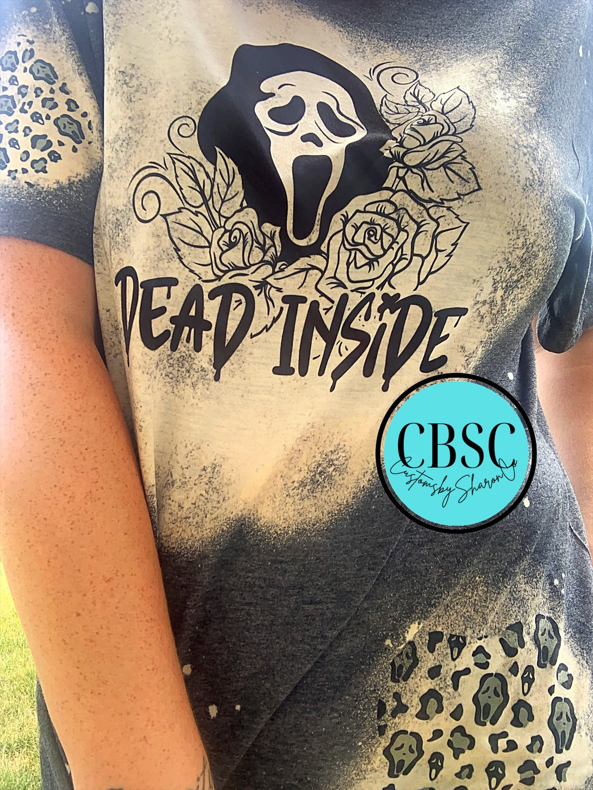 Dead Inside With Leopard Patches Tee